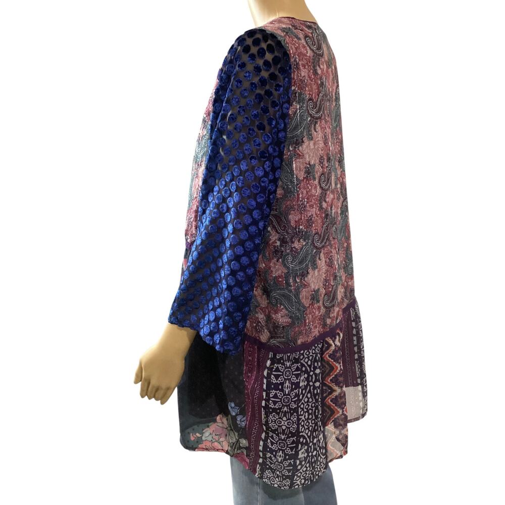 Soft Surroundings Boho Patchwork Blouse With Shee… - image 2